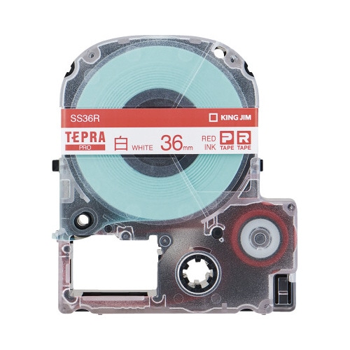 テプラ　ＰＲＯテープ　白ラベル　３６ｍｍ　赤文字