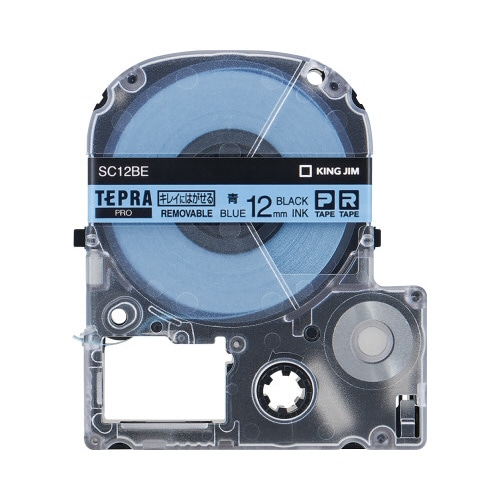 テプラＰＲＯテープ　はがせる　青ラベル黒字１２ｍｍ