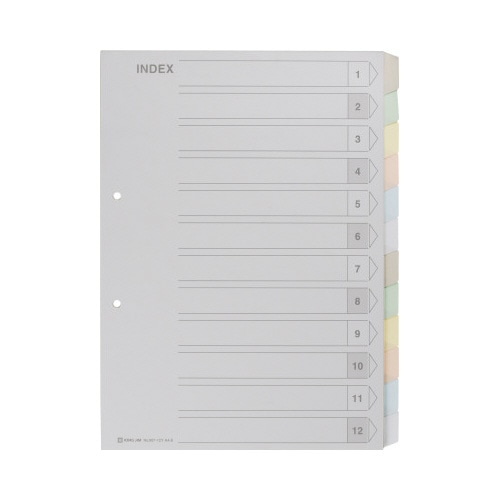 カラーインデックス　Ａ４縦　２穴　１２山　１組