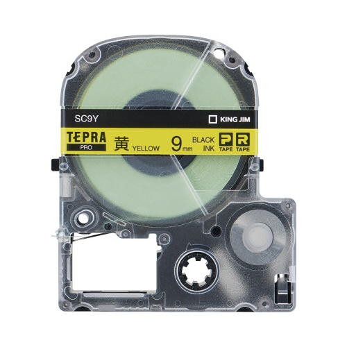 テプラ　ＰＲＯテープ　エコ　黄色９ｍｍ　黒文字×５