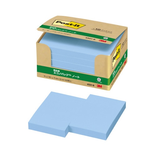 ポストイット　再生紙ノート　７５×５０　青１０冊