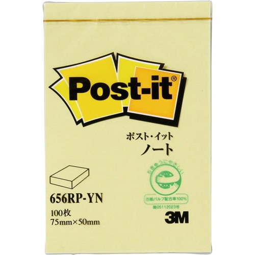 ポストイット　再生紙ノート７５×５０　イエロー１冊