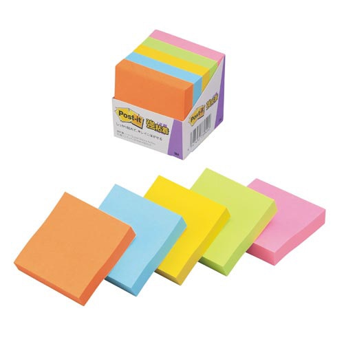 ポストイット　強粘着５０×５０　ネオン混色　５冊