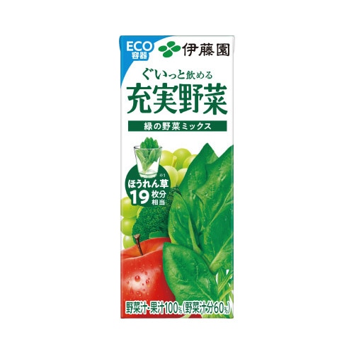 充実野菜　緑の野菜ミックス　２００ｍｌ　２４本※