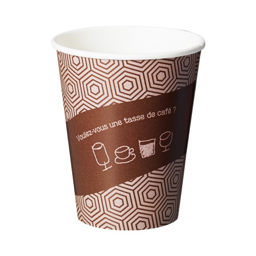 厚紙カップ　カフェ柄　９オンス　５０個