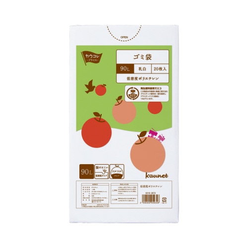 低密度薄口ゴミ袋少量パック　９０Ｌ乳白　２０枚×５