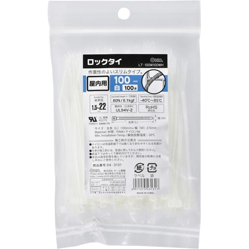 ロックタイ　長さ１００ｍｍ　１００本