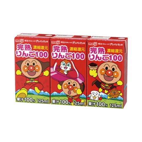 アンパンマンの完熟りんご１００　１２５ｍｌ　３６本※