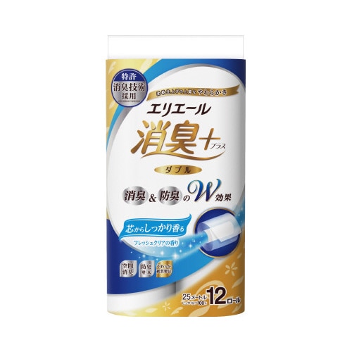 エリエール消臭＋トイレット　ダブル２５ｍ　１２個