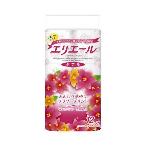 エリエールフラワープリント　ダブル２５ｍ　１２個