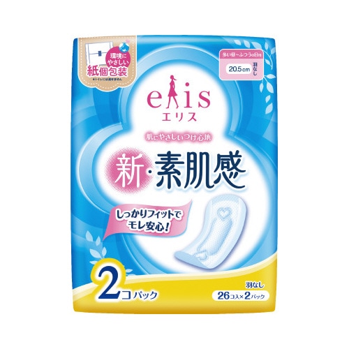 エリス　新・素肌感　昼用　羽なし　２６枚×２Ｐ