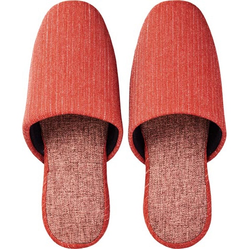 ステッチ柄ツートンスリッパ　ダークオレンジ