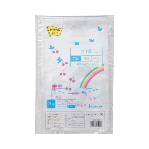 低密度薄口ゴミ袋詰替用　７０Ｌ透明　１２０枚×４