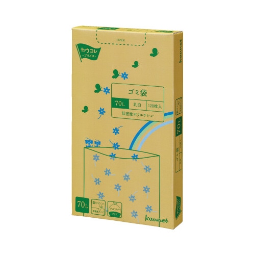 低密度薄口ゴミ袋箱タイプ　７０Ｌ乳白　１２０枚×４