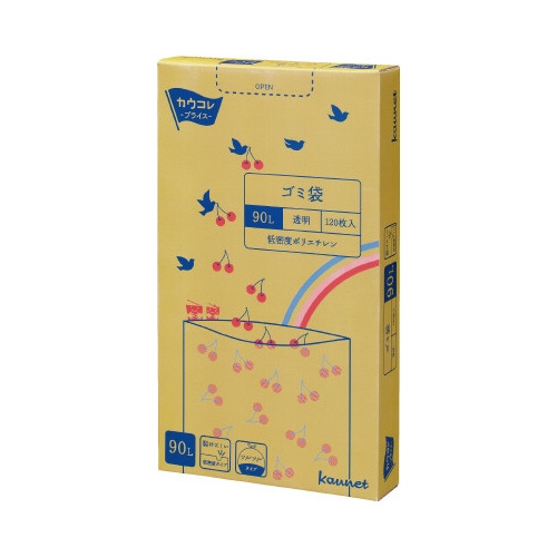 低密度薄口ゴミ袋箱タイプ　９０Ｌ透明　１２０枚×３