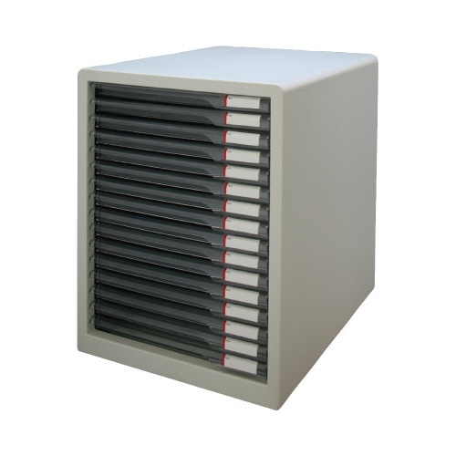 レターケーススリムタイプ１６段　ライトグレー