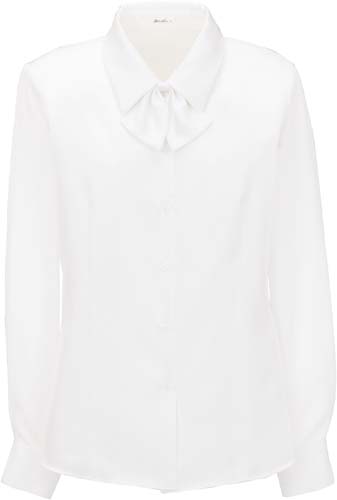 長袖ブラウス　共地リボン付　ホワイト　１３号