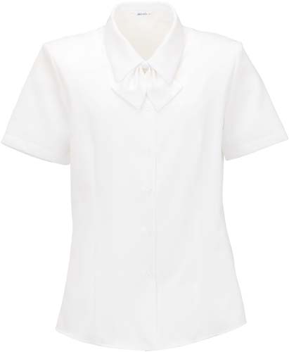 半袖ブラウス　共地リボン付　ホワイト　１３号