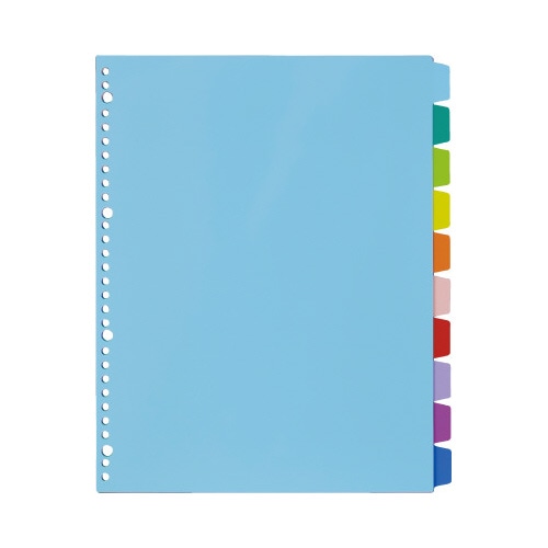 ＰＰ製カラー仕切カード　Ａ４縦３０穴　１０山