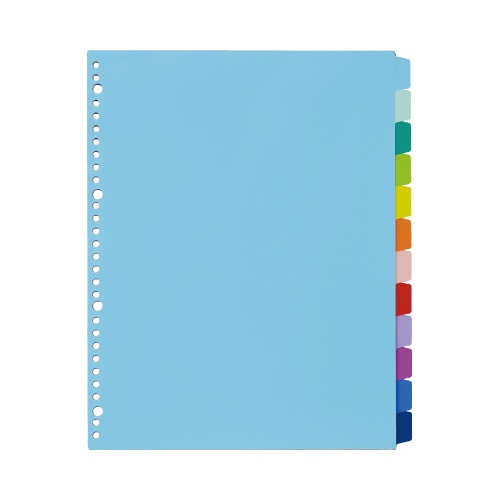 ＰＰ製カラー仕切カード　Ａ４縦３０穴　１２山１０組