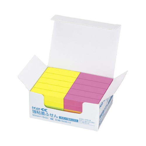 強粘着ふせん　Ｋ２　５０×１５　ネオン混色５０冊