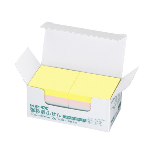 強粘着ふせん　Ｋ２　５０×５０　パステル混色１０冊