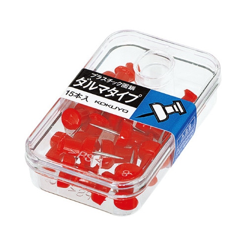 プラスチック画鋲　ダルマタイプ　１５本　赤
