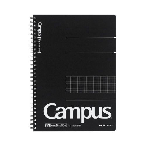 キャンパスツインリング　セミＢ５　方眼罫カットオフ