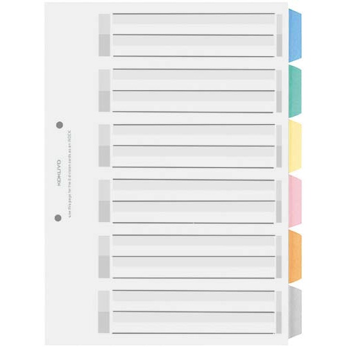 カラー仕切カードＰＰ　Ａ４縦　６山　５組
