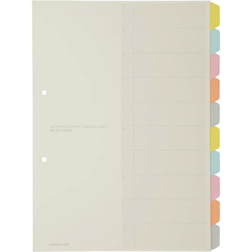 カラー仕切カード　Ａ４縦　２穴　１０山　３０組