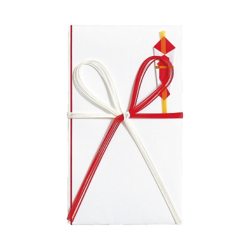 まっすぐ書ける金封　祝　本折花結　赤白５本　５枚入