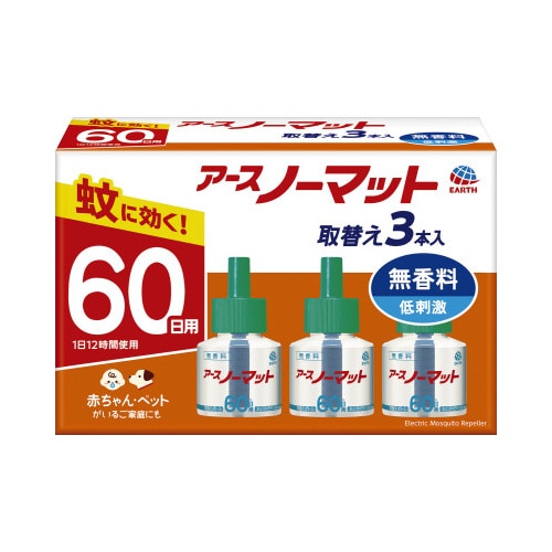 アースノーマット取替　６０日用　無香料　３本×４