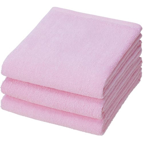 高耐久性フェイスタオル　ピンク　３枚入×５