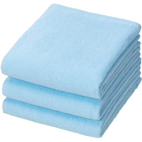 高耐久性フェイスタオル　ブルー　３枚入×５