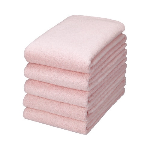 毛羽落ちしにくい無撚糸フェイスタオル　ピンク×４