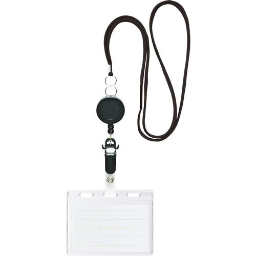 リール式吊下げ名札　チャックタイプ黒