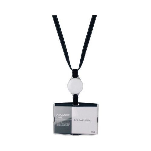 ハード吊下げ名札アドバンスライン（リール式）　黒