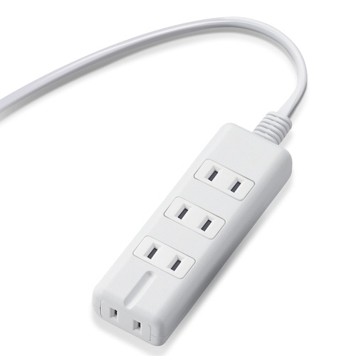 電源タップ　磁石　４個口（内３ピン１）　２ｍ　白