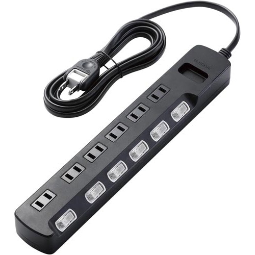 雷ガードタップ個別スイッチ６個口２．５ｍ　ブラック