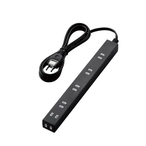 広々タップ　雷ガード　６個口　２．０ｍ　ブラック