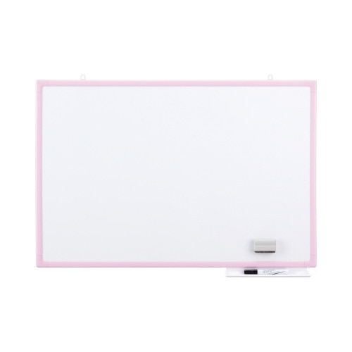 樹脂枠ホワイトボード　ピンク枠６００×９００ｍｍ