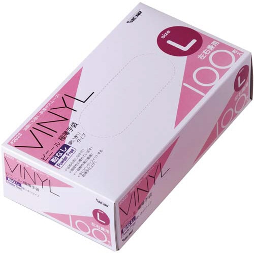 ビニール使いきり手袋　粉なし　１００枚　Ｍ×５