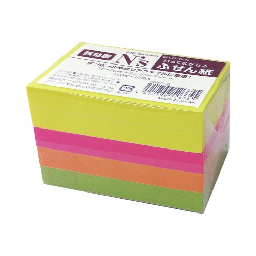 Ｎ’ｓ強粘着ふせん　７５×２５　ネオン　１０冊入