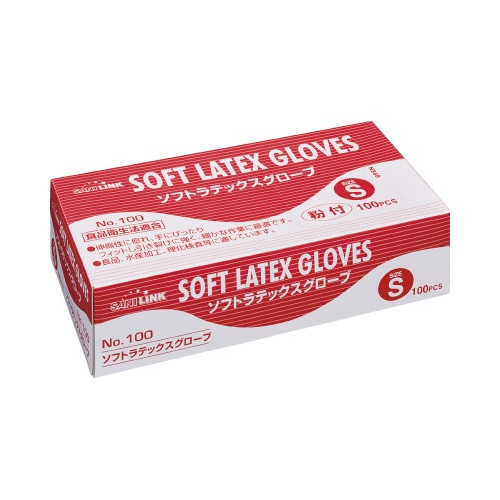 ソフトラテックスグローブ　粉付　Ｓ　１００枚入