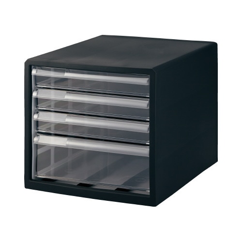 レターケース　浅型３段深型１段　ブラック　６個入