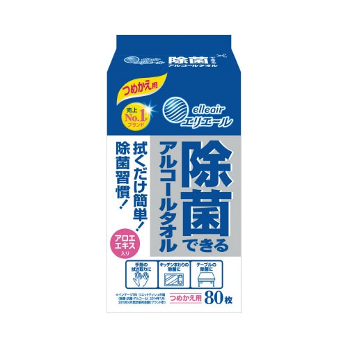エリエール除菌アルコールタオル詰替用８０枚入×２４