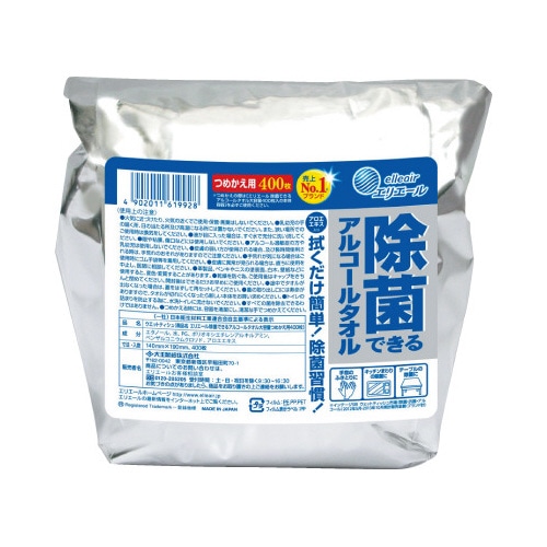 エリエール除菌アルコール　詰替　４００枚入×８