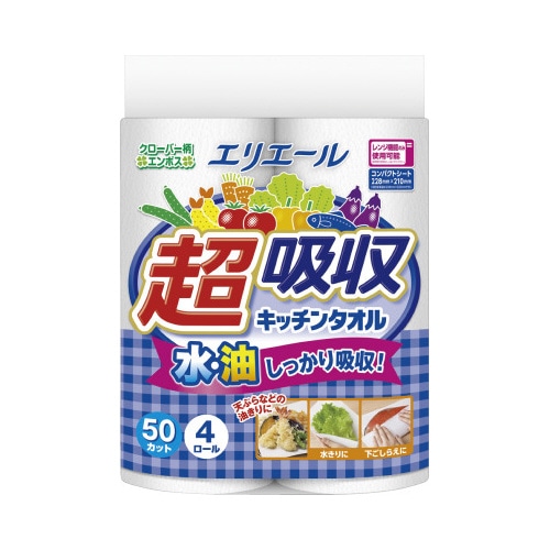 エリエール超吸収キッチンタオル　４Ｒ×１２