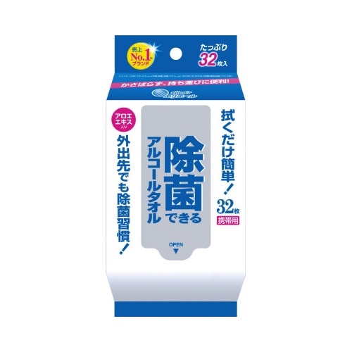除菌できるアルコールタオル　３２枚入×３６