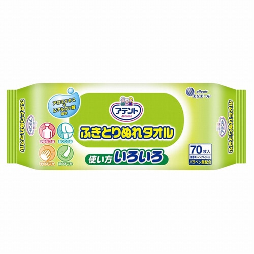 アテント　ふきとりぬれタオル　７０枚×１２